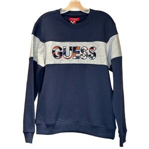 NWT Men's Long Sleeve Guess Sweatshirt Blue, Crewneck, Consciously Constructed60